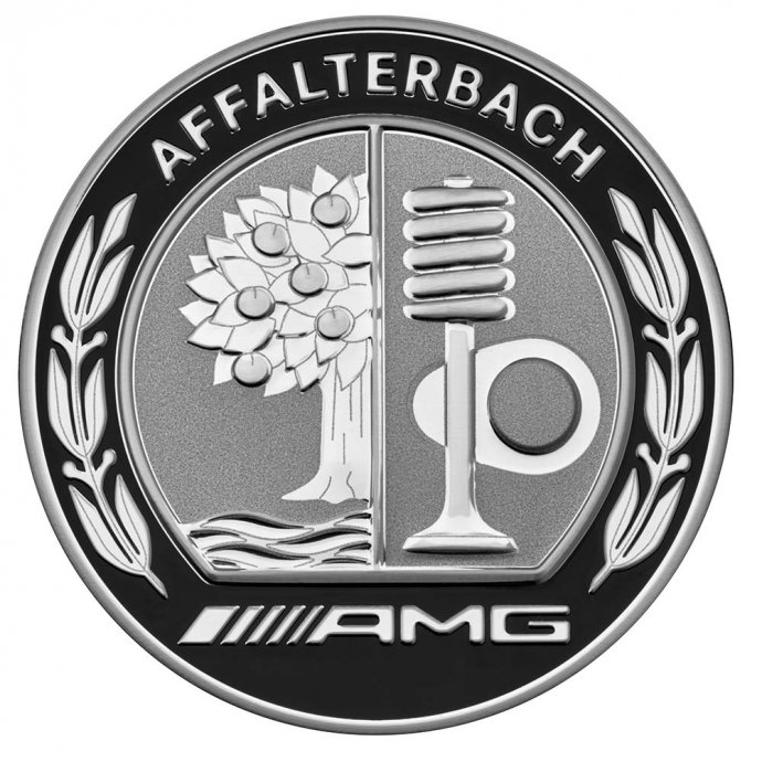Mercedes-AMG Radnabenabdeckung mit AMG Wappen, silber/schwarz 