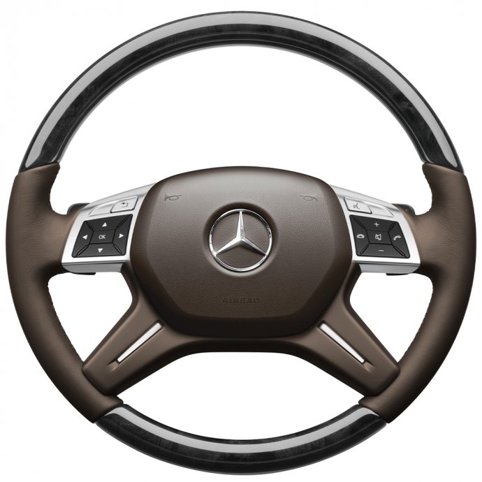 Mercedes-Benz Holz-Leder-Lenkrad mit LSP, moccabraun, GL-/GLS-/M-/GLE-Klasse 