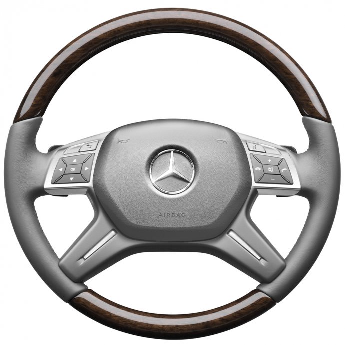Mercedes-Benz Holz-Leder-Lenkrad mit LSP, basaltgrau, GL-/GLS-/M-/GLE-Klasse 