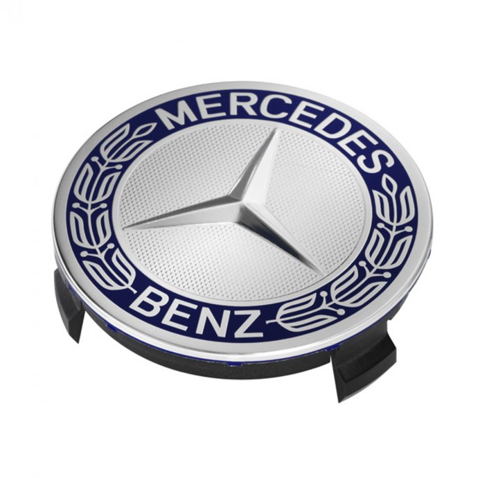 Mercedes-Benz Radnabenabdeckung Stern mit Lorbeerkranz blau 3D-Effekt 