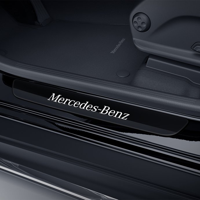 Mercedes-Benz Wechselcover für beleuchtete Einstiegsleisten, vorne, 2er Set, schwarz, AMG GT/CLS 
