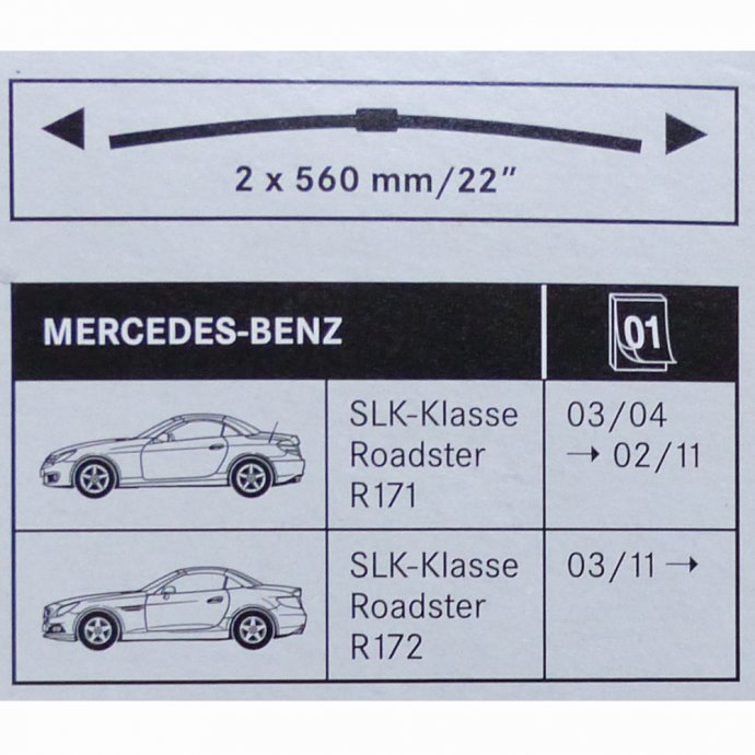 FÜR 2004 Mercedes Benz SLK R171 R172 SCHEIBENWISCHER WISCHERBLÄTTER SET VORNE 