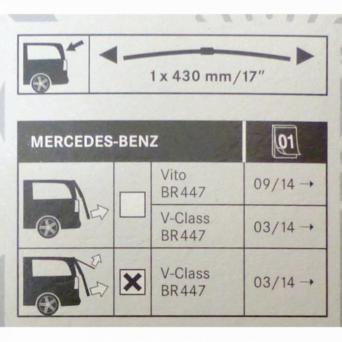 Scheibenwischer MERCEDES-BENZ V-Klasse (W447) hinten und vorne online  Katalog: kaufen in Original Qualität