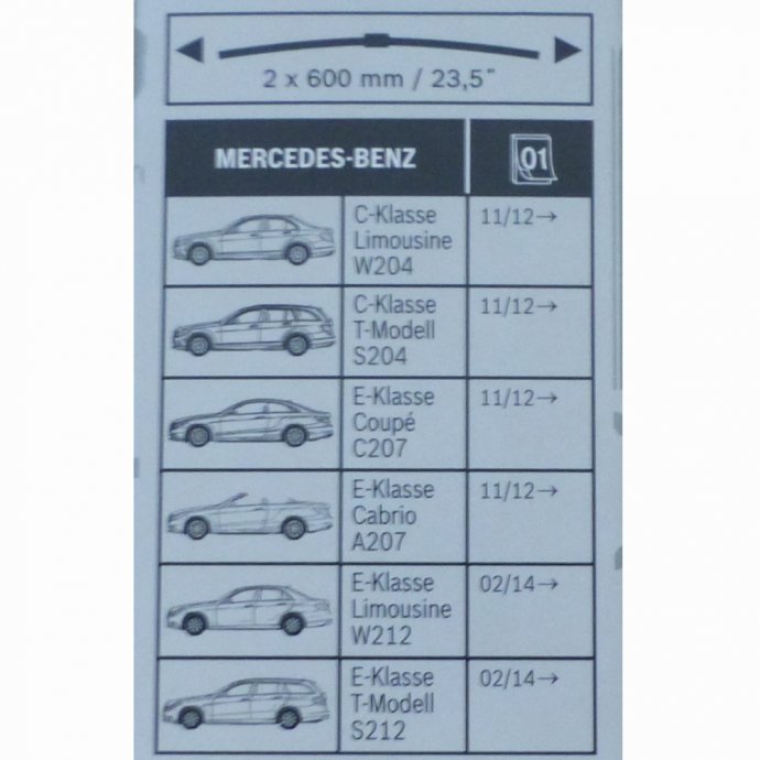 Mercedes-Benz, Mercedes-Benz Wischerblätter Teilesatz C-Klasse (W204, S204),  E-Klasse (C207, A207, W212,S212)