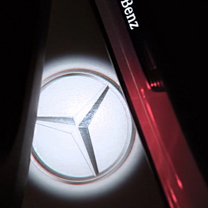 Mercedes-Benz, Mercedes-Benz LED Logoprojektoren, Mercedes Stern  2-teiliges Set, A-, B-, C-, E-, M-, EQC-, GL-, GLS-, GLA-, GLC-, GLE-Klasse