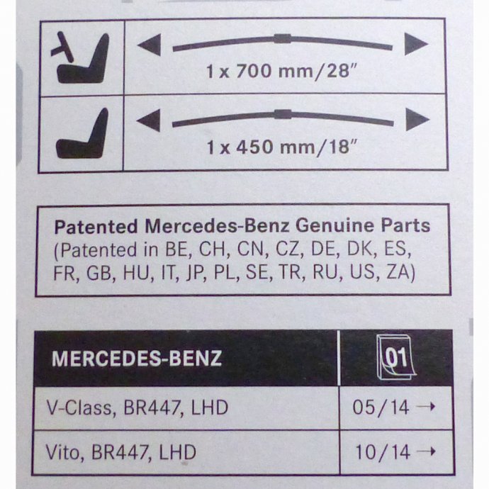 Scheibenwischer MERCEDES-BENZ V-Klasse hinten und vorne günstig in Online  Shop in Original Qualität