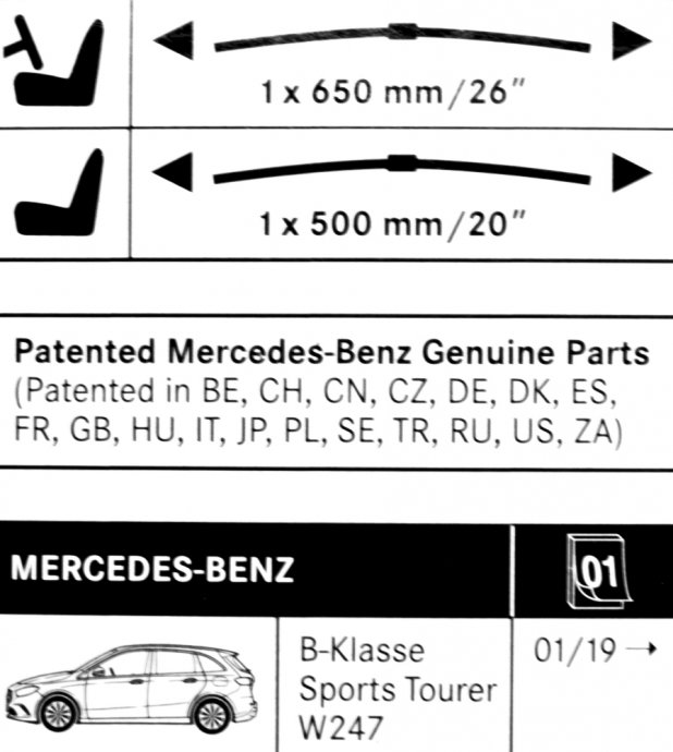 Mercedes-Benz  Mercedes-Benz Wischerblätter Teilesatz B-Klasse