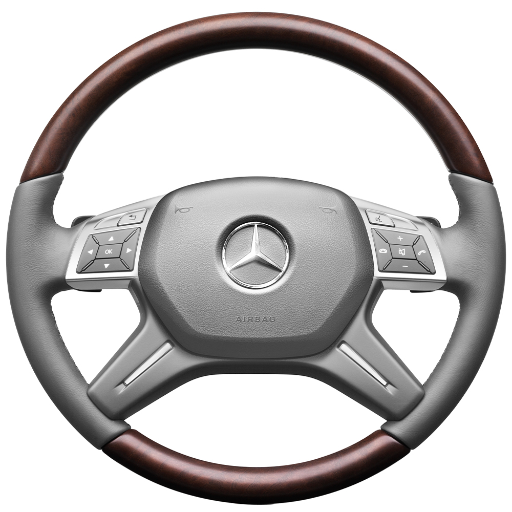 Mercedes-Benz, Mercedes-Benz Holz-Leder-Lenkrad mit ALDW & LSP,  basaltgrau, M-/GLE-Klasse (W166)